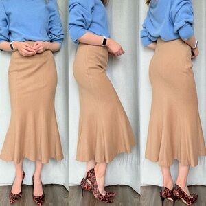 Ralph Lauren Camel Hair Beige Midi Mermaid Midi Skirt S (4)